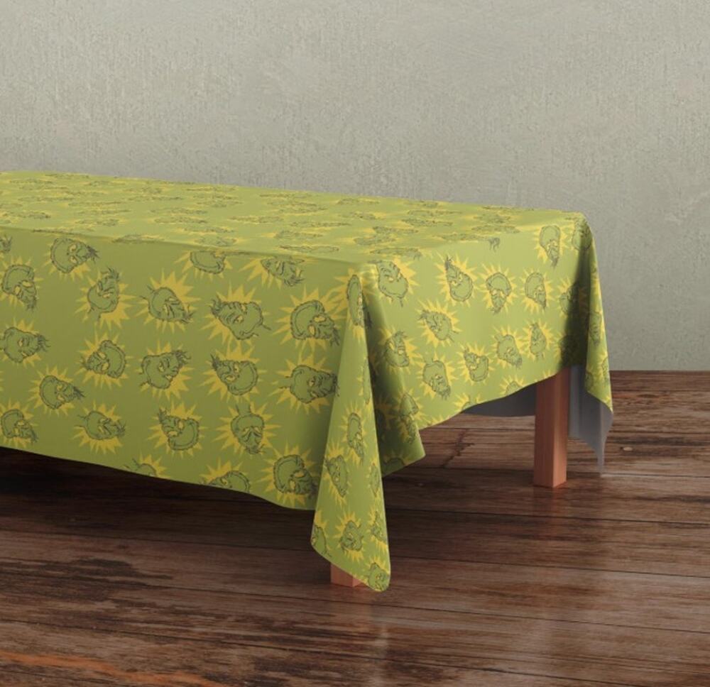 Grinch Yellow & Green Rectangle Vinyl Table Cloth w/ Round Corners